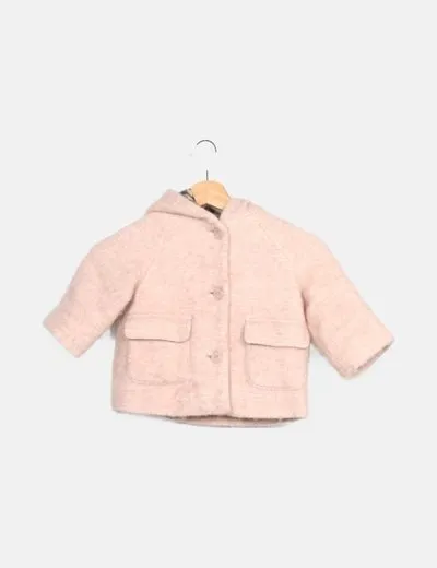 Zara Abrigo rosa texturizado