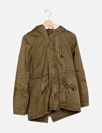 Zara Abrigo verde capucha