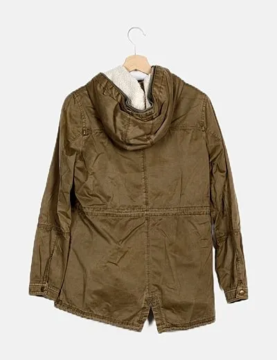 Zara Abrigo verde capucha